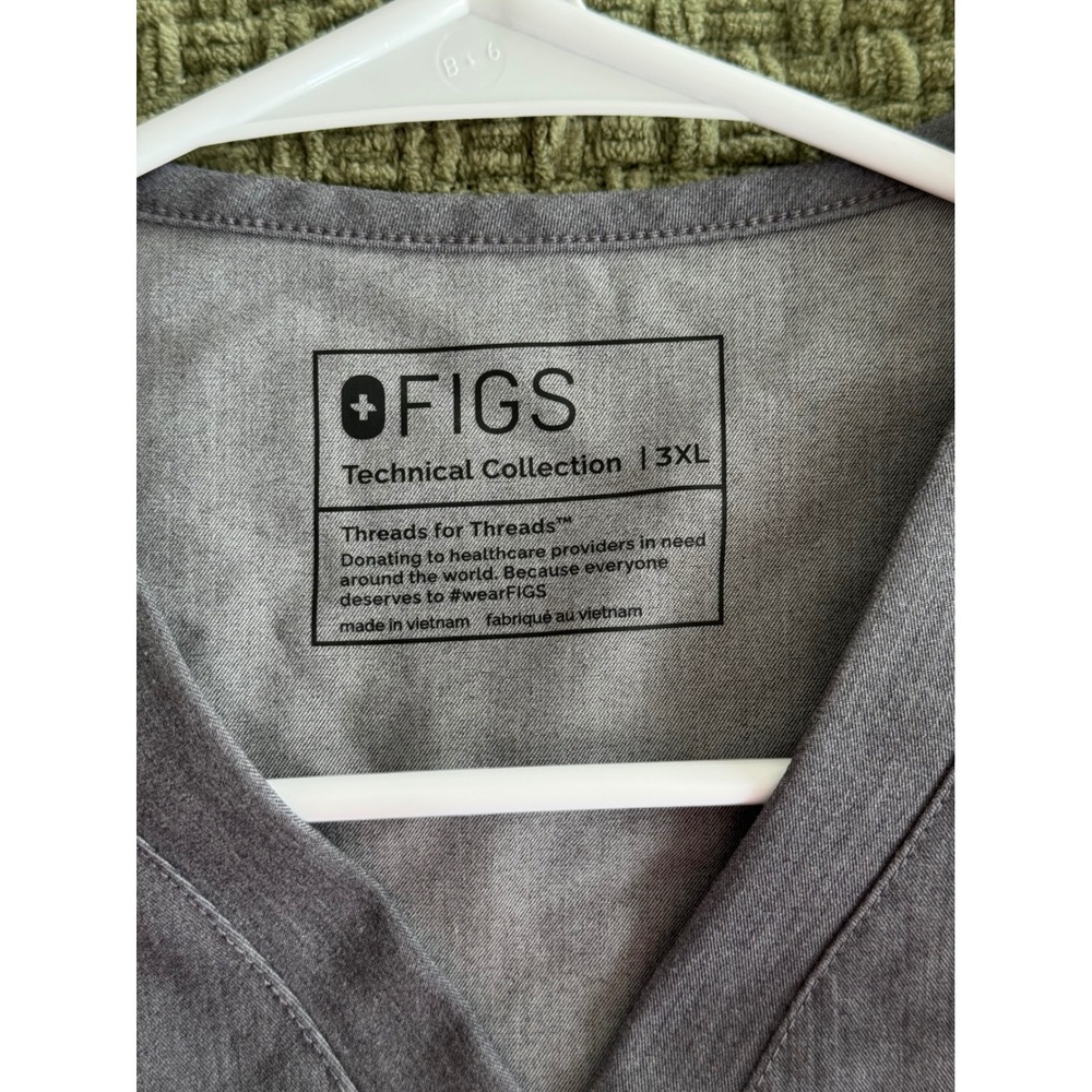FIGS Casma V-Neck Scrub Top Heather Charcoal Grey Technical Collection 3XL - Picture 6 of 7